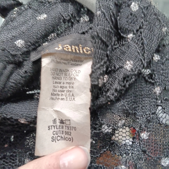 NWT Janice Black Lace and Rhinestone High Neck Tank - Picture 4 of 4